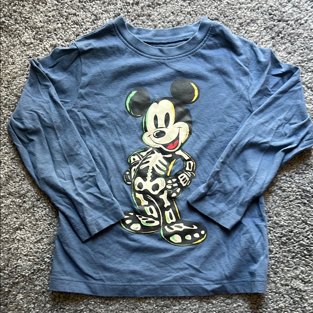 Disney Mickey Mouse Skeleton Graphic Long Sleeve Shirt size 4T